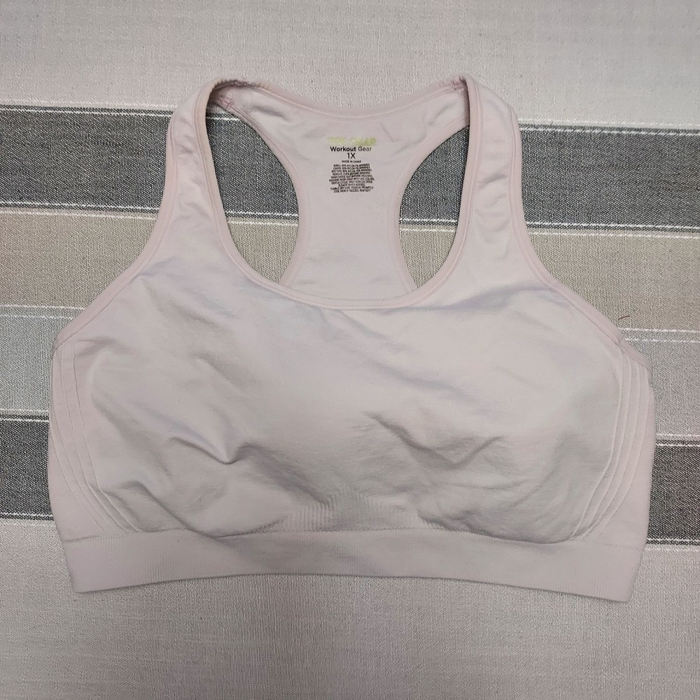Tek Gear Workout Gear Sports Bra‎  Racer Back 1X Beige Gym Yoga